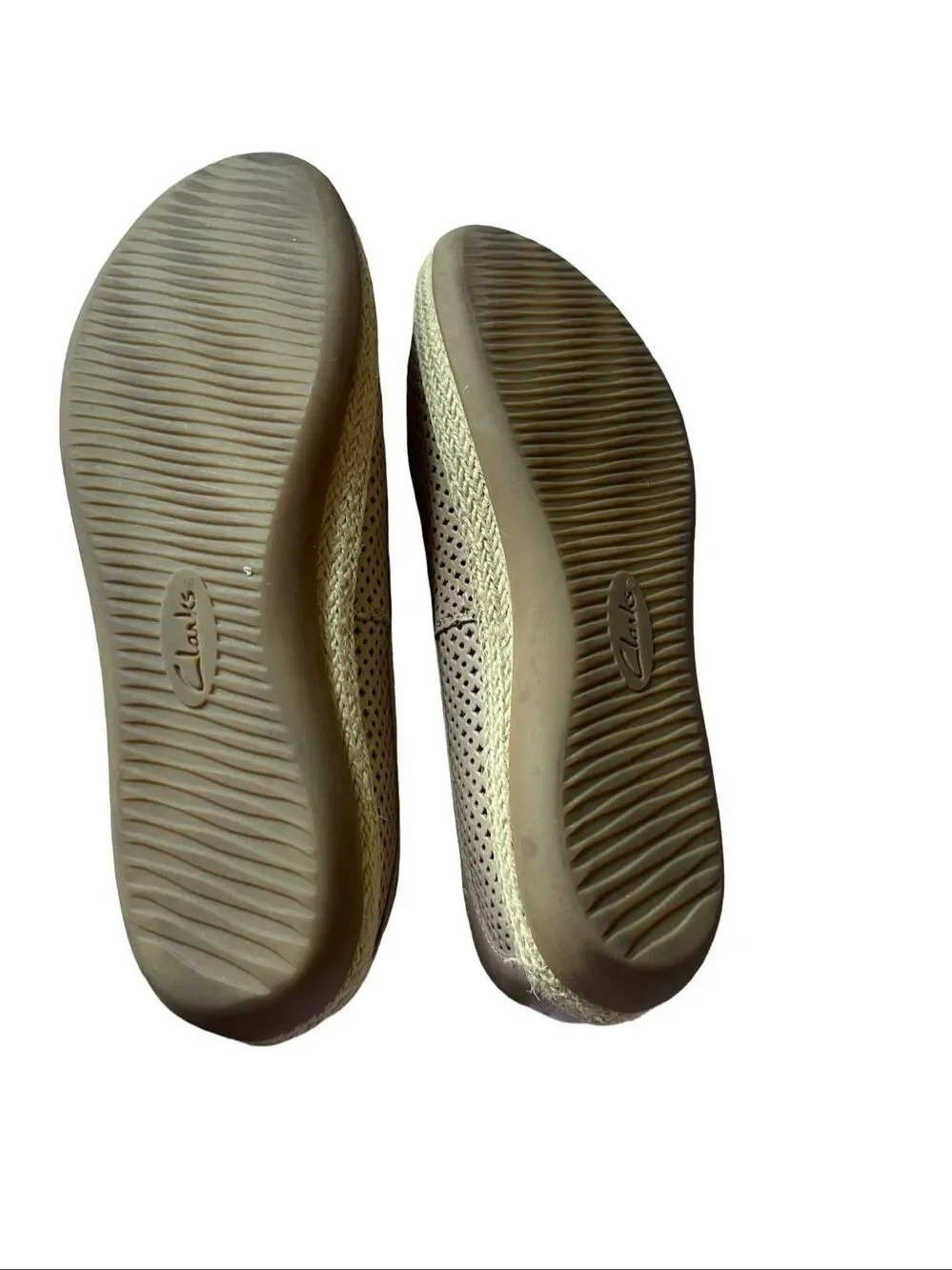 Clarks Womens Tan Danelly Adira Perforated Espadrille Slip On Flats Size 10
